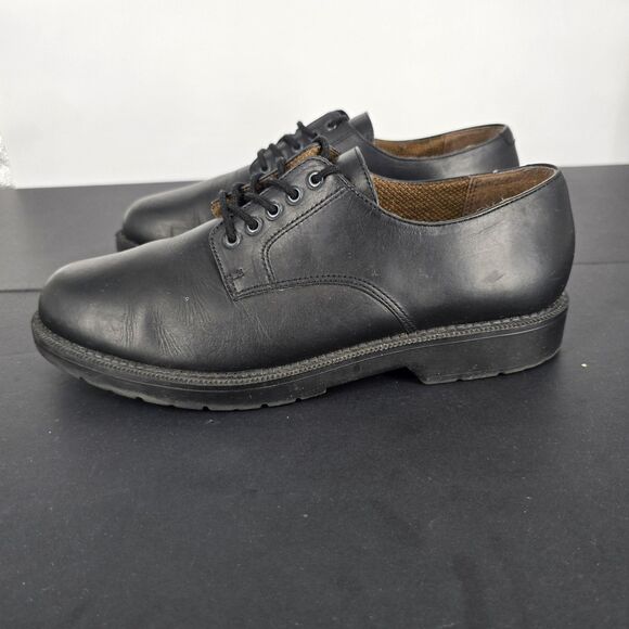 Dockers Oxford Dress Work Shoe Mens 10 Black Leather Non Slip Grip Derby 90-2001 - Picture 1 of 8